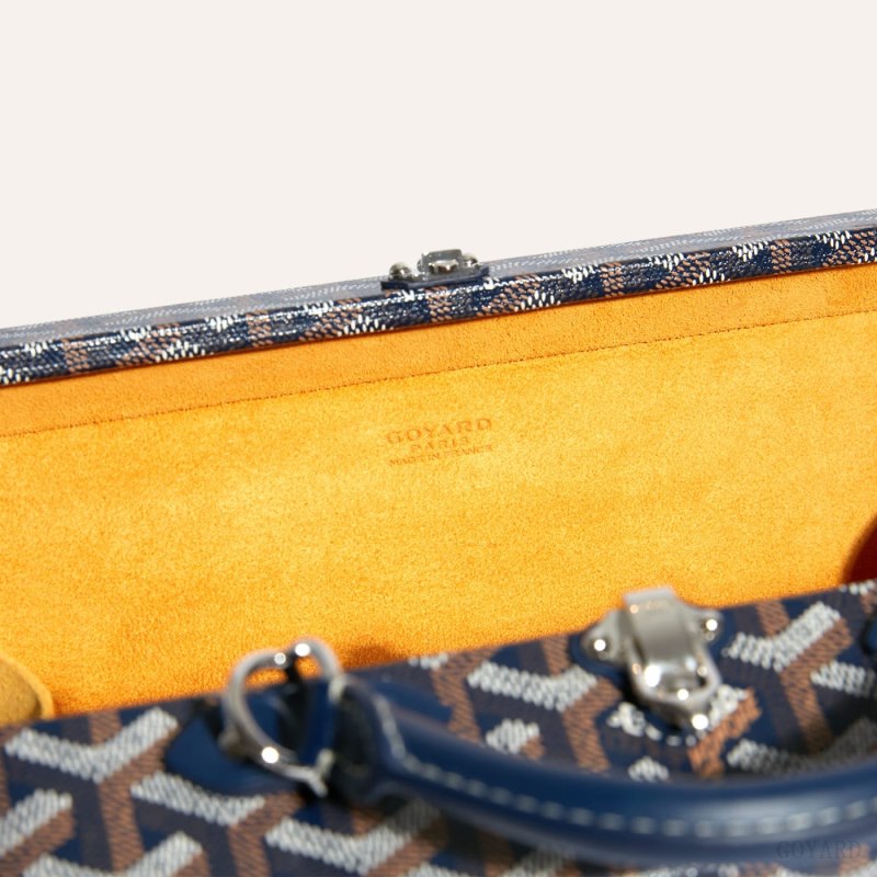 Bolsa De Hombro Goyard Grand Hôtel Trunk Bag Azul Marino Azules | GY-MOJ4966