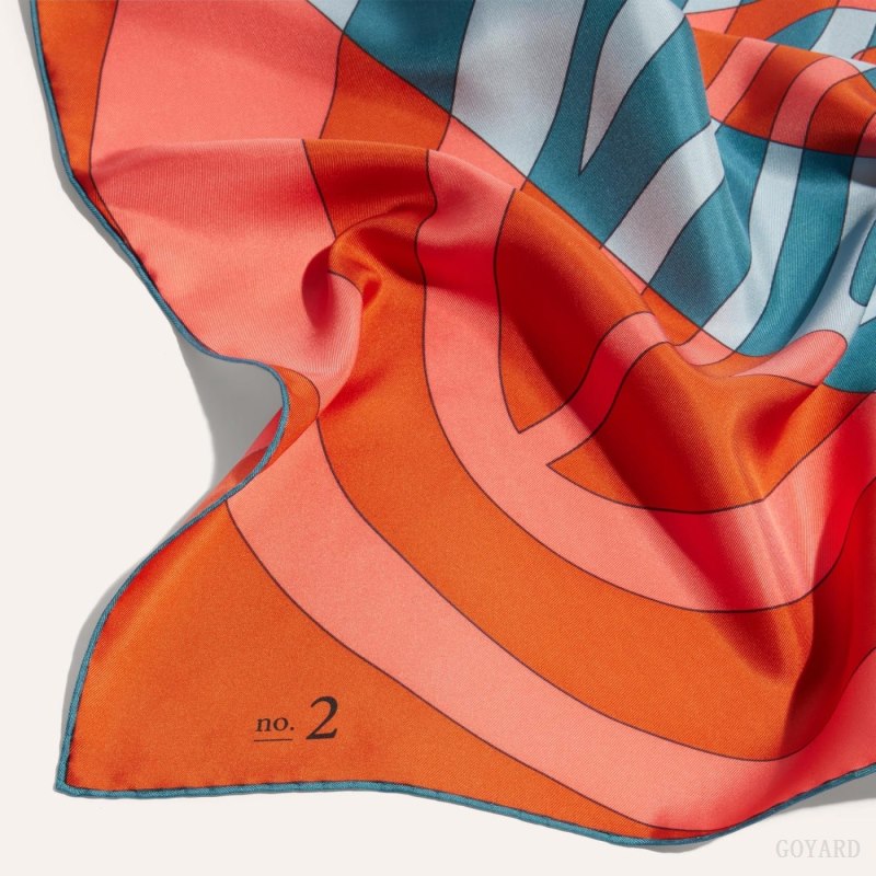 Bufandas Goyard SCARF N°2 Naranjas Azul Marino Azules | GY-QTO9081