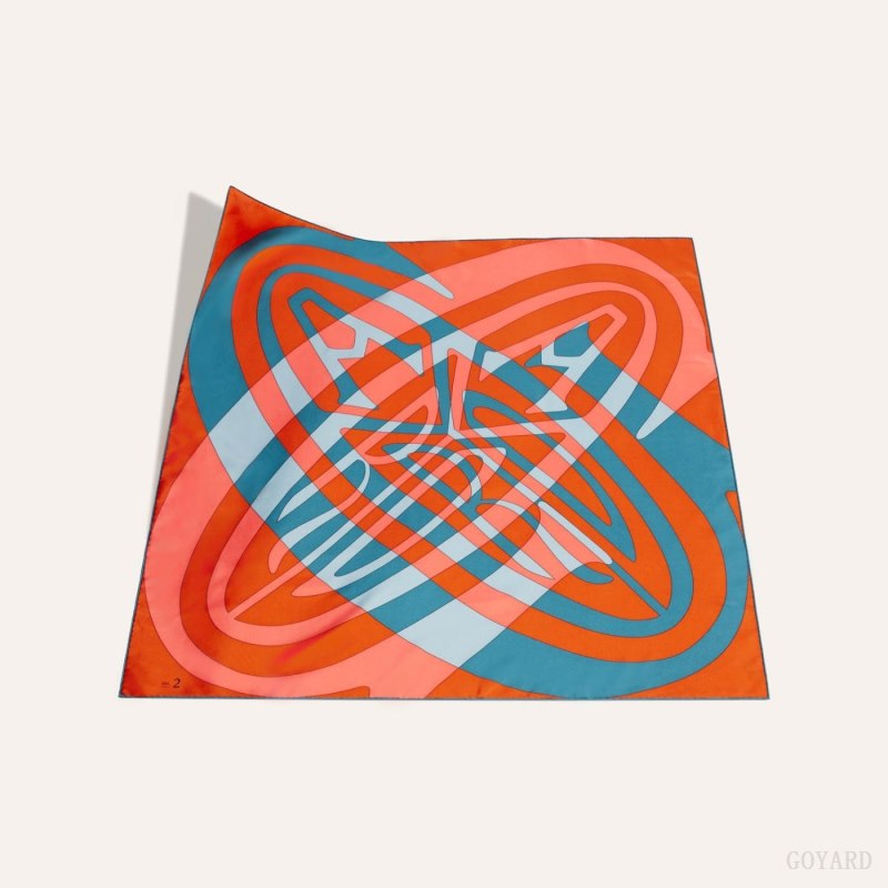 Bufandas Goyard SCARF N°2 Naranjas Azul Marino Azules | GY-QTO9081