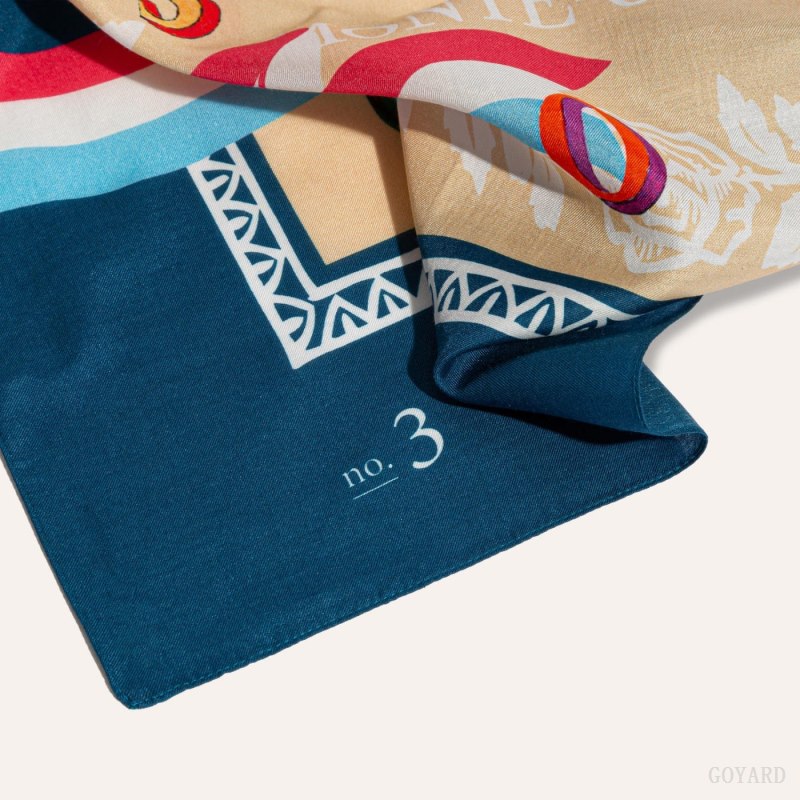 Bufandas Goyard SCARF N°3 Azul Marino Azules Beige | GY-UQF0810