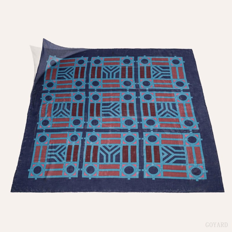 Bufandas Goyard Shawl N°4 Azul Marino Azules Burdeos | GY-PSI3692