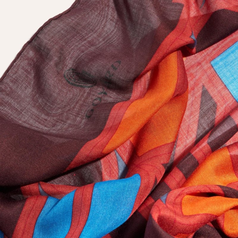 Bufandas Goyard Shawl N°4 Burdeos Naranjas | GY-XTJ1744