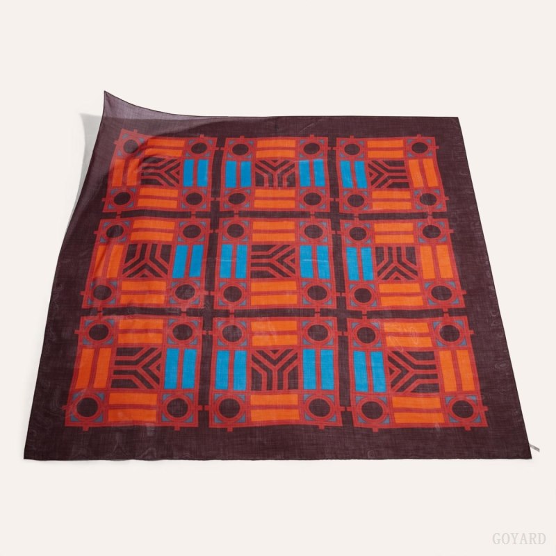 Bufandas Goyard Shawl N°4 Burdeos Naranjas | GY-XTJ1744