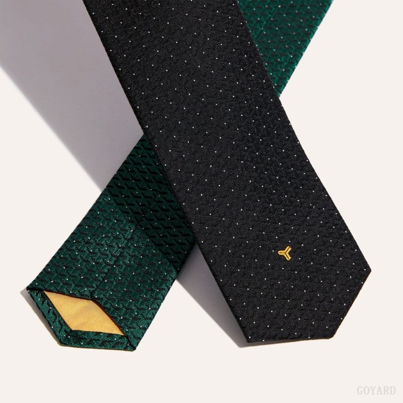 Corbatas Goyard Eldredge Bicolore tie Negras Verde | GY-XBR1193