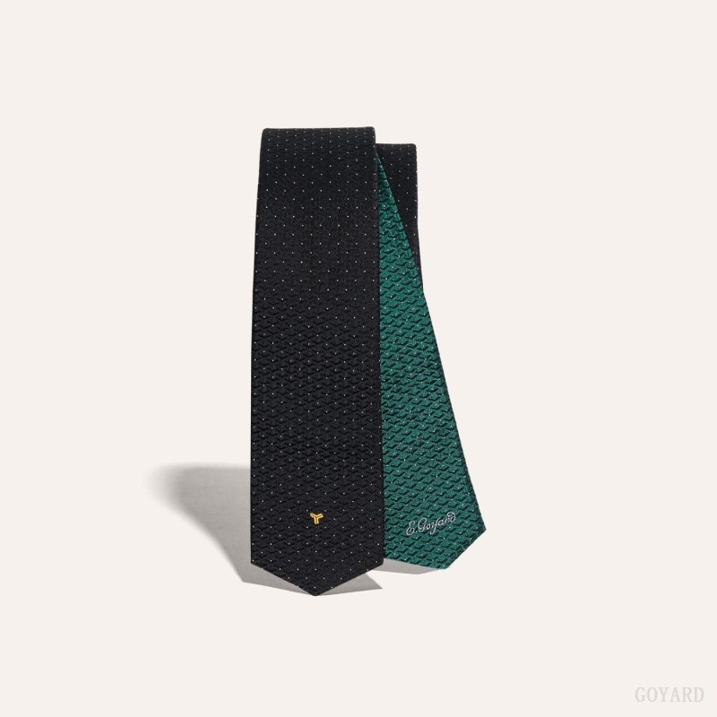 Corbatas Goyard Eldredge Bicolore tie Negras Verde | GY-XBR1193